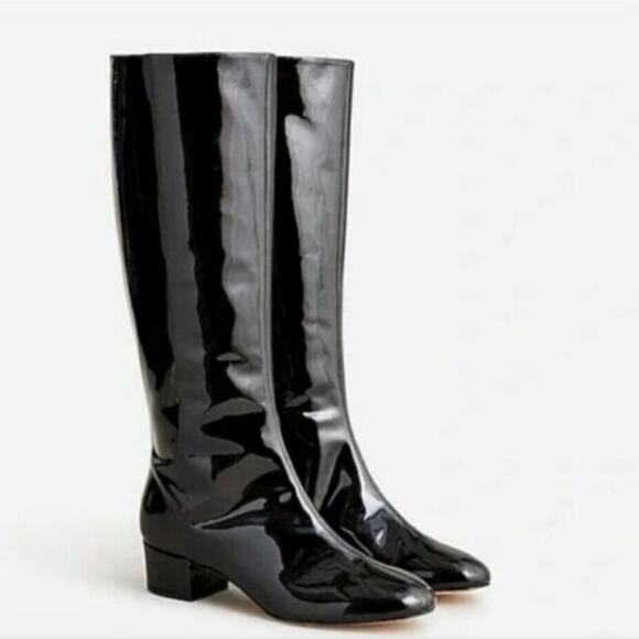 NEW J. Crew Italian Leather Knee High Black Patent Leather Tall Boot 10.5 - Picture 3 of 13